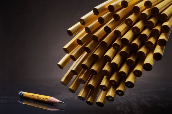 Cascading New Pencils Concert Sharpened One — Stock Photo, Image