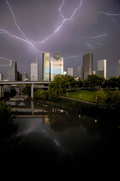 Thunderstorm Downtown Houston Texas — Stock Photo, Image