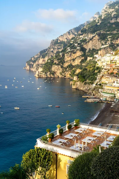 Empty Sun Bathing Balcony View Amalfi Coast — Stok fotoğraf