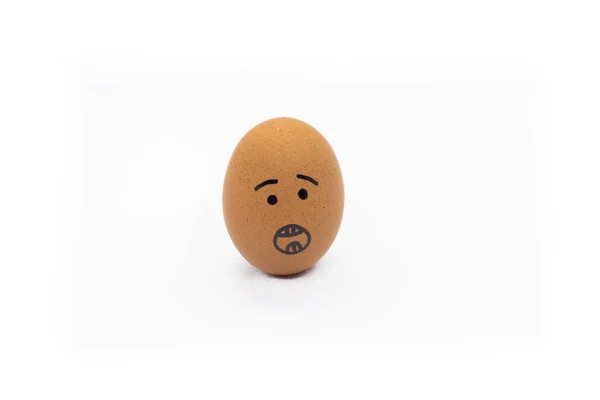 Egg Surprised Face White Background — Stock Photo, Image