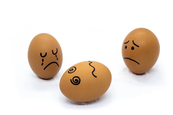 One Egg Crying One Egg Worried One Dead — Stock Photo, Image