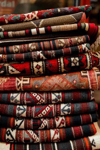 Stack of carpets at the Turkish market