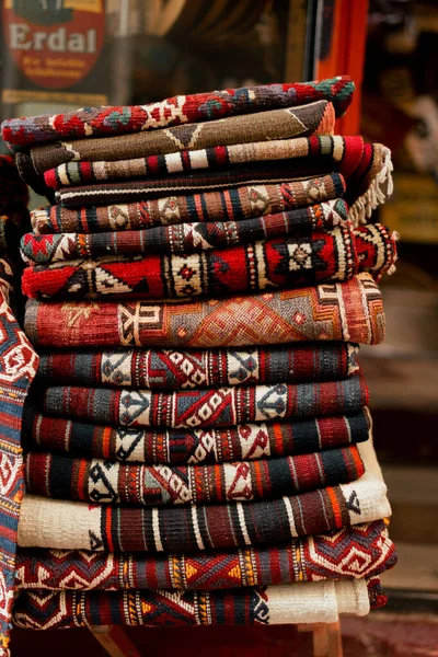 Stack of carpets at the Turkish market