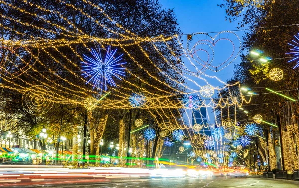 Christmas Illumination Main Street Tbilisi Capital City Georgia — Fotografia de Stock