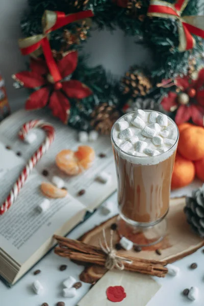 Christmas Treats Coffee Marshmallow — Stock Photo, Image