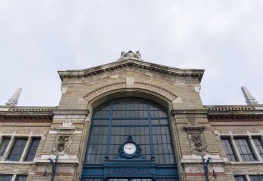 Facade of the old market on Rakoczy Square in Budapest, Hungary