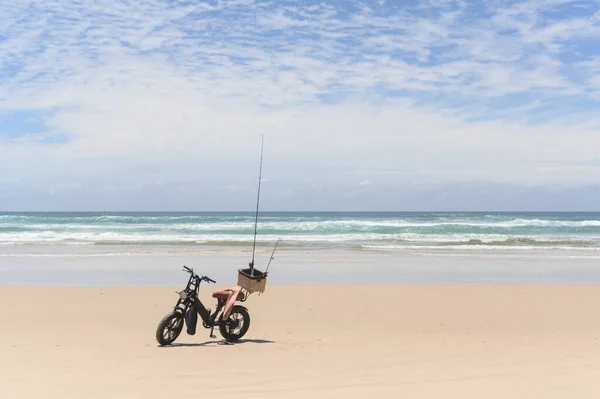 Horizontal Shot Motorbike Fishing Equipment Basket — Photo