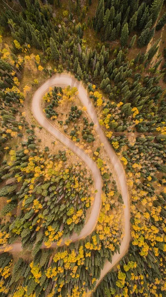 Windy Roads  - Colorado Fall Colors Aerial Photography
