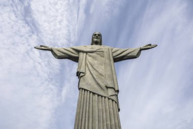 Beautiful view to Christ the Redeemer Statue in Corcovado Mountain, Rio de Janeiro, Brazil