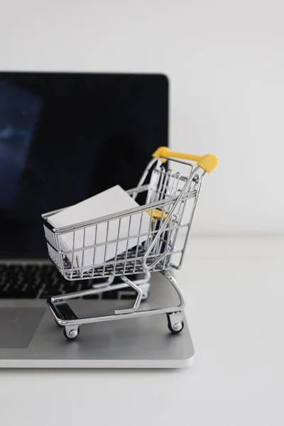 Shopping Cart Laptop Ecommerce Online Store — Foto de Stock