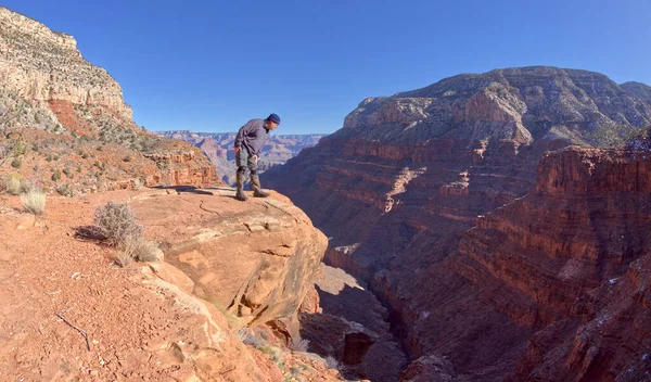 Hiker Looking Out Hermit Canyon Grand Canyon — Stock Photo, Image