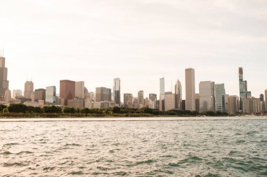 Skyline View across Lake Michigan of Chicago Illinois