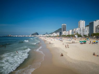 Beautiful view to Leme and Copacabana beaches on sunny summer morning, Rio de Janeiro, Brazil
