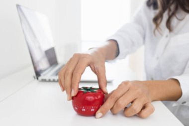 Pomodoro Technique Woman Setting Up Timer Productivity
