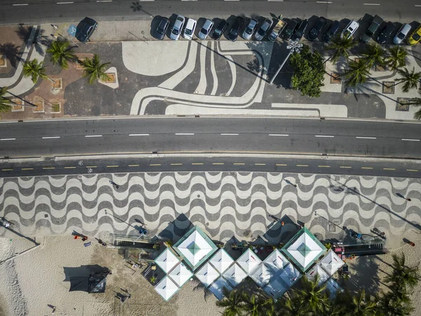 Beautiful Top View Copacabana Beach Famous Sidewalk Street Patterns Rio — Stock Photo, Image