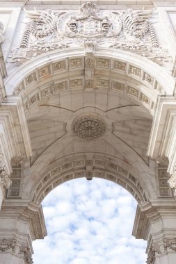 Arc de Triomphe on Rua Augusta in Lisbon, Portugal bottom view