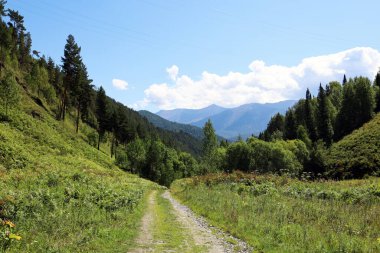 View of a country road in the Eastern Sayan mountains