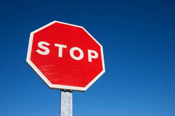 Stop Traffic Sign Cloudless Sky — стоковое фото