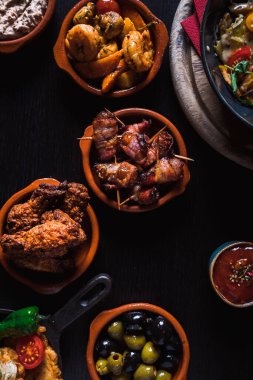 Overhead view of Tapas Bowls arranged on a table.