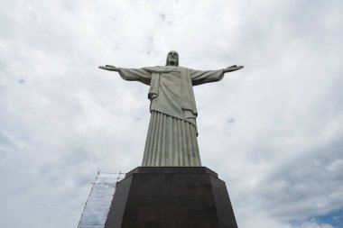 Beautiful view to Christ the Redeemer statue on cloudy day, Rio de Janeiro, Brazil
