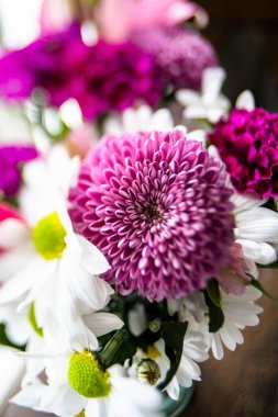 Bright Pink Dahlia Flower in Bouquet