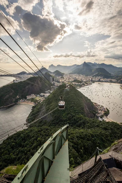 Prachtig Uitzicht Sugar Loaf Mountain Kabelbaan Rio Janeiro Brazilië — Stockfoto