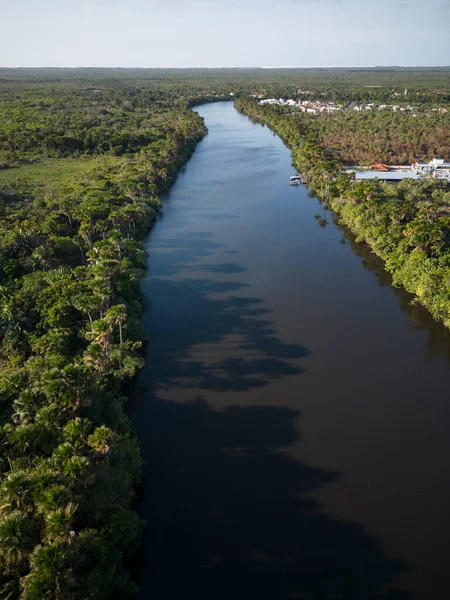Beautiful Aerial View Large Preguias River Green Vegetation Barreirinhas Maranho — Fotografia de Stock