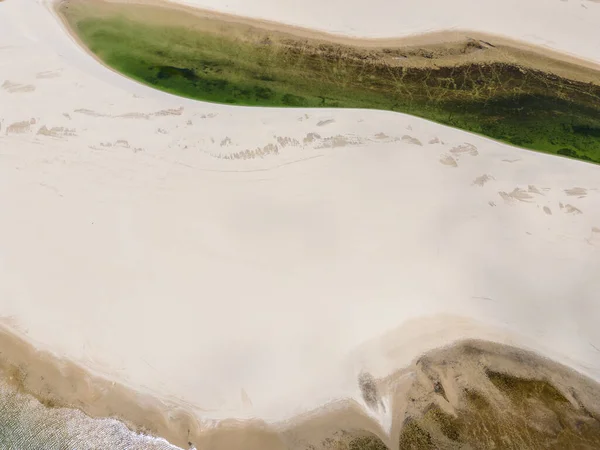 Beautiful Aerial View White Sand Dunes Green Rainwater Pools Lenis — Fotografia de Stock