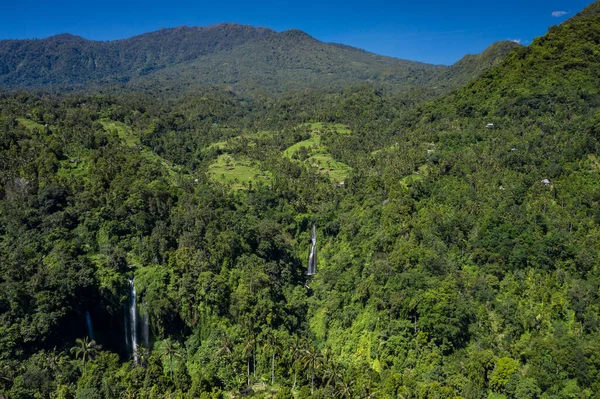Drone View Sekumpul Waterfall North Bali Indonesia — Stockfoto