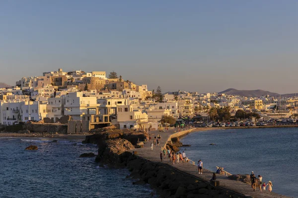 View Naxos Town Temple Appolo Greek Islands — Stock Photo, Image