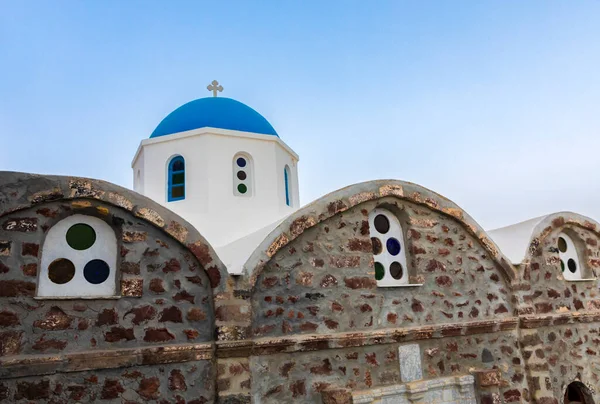 Blue Domed Church Fira Santorini Greek Isles — Foto Stock