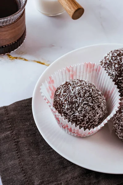 Homemade Chocolate Candies Coconut Sprinkles — Stock Photo, Image