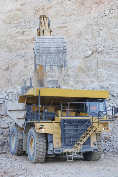 Mining machinery working in open pit mine