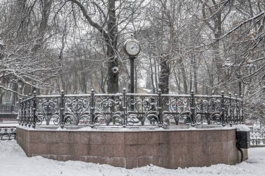 Odessa, Ukraine 29.01.2023. Gloomy winter day on the city garden in Odessa, Ukraine