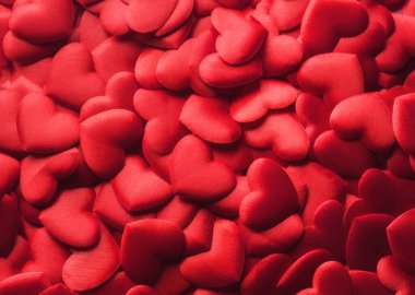 top view of Red Hearts, valentine background