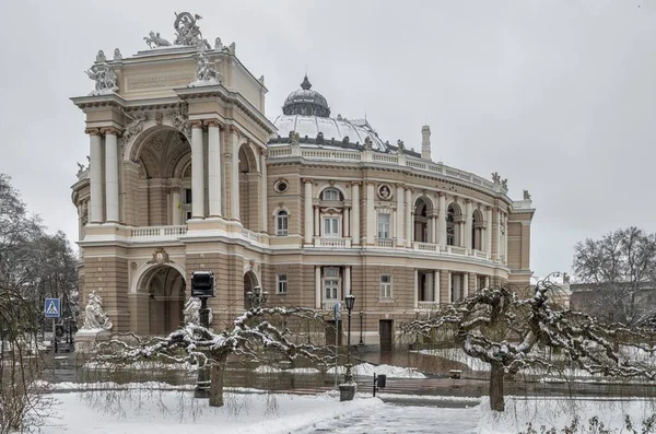 Odessa Ukraine 2023 Opera Theater Odessa Ukraine Gloomy Winter Day — Stok fotoğraf