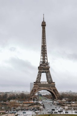 Full view of the Eiffel Tower and the Paris skyline