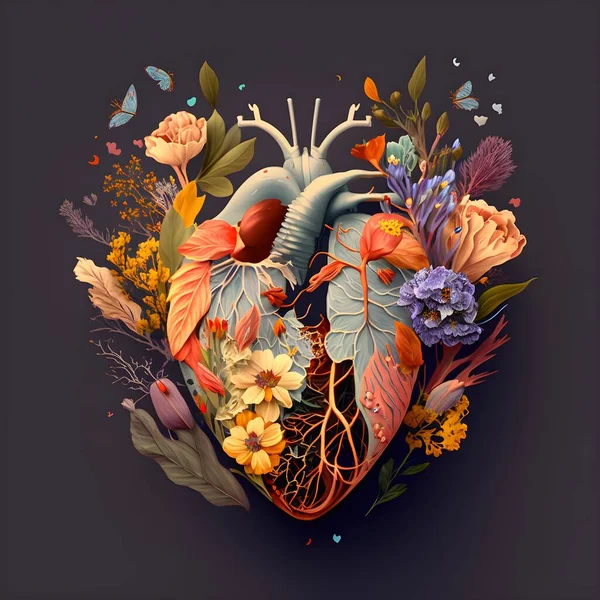 Love Heart Flower Generative — 스톡 사진