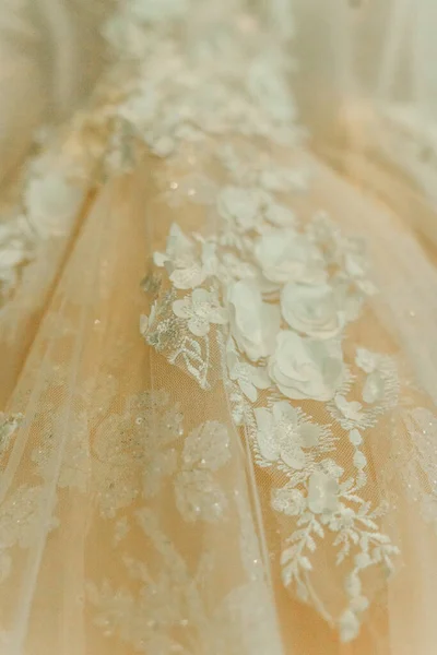 Wedding Dress Detail Peach Color — Zdjęcie stockowe