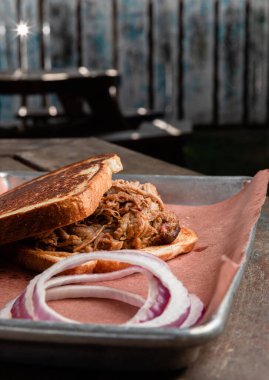Closeup of Pulled Pork Sandwich