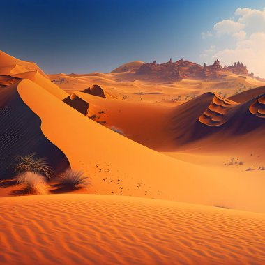 desert sand, sky and leaves Generative AI