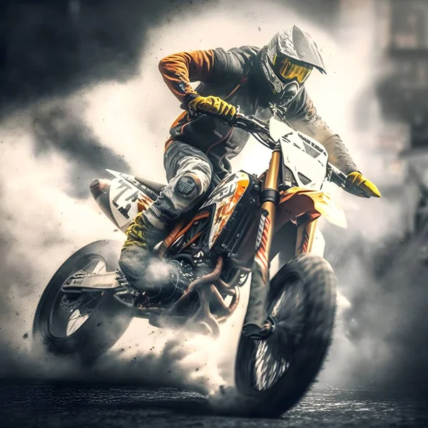 Ein Fahrer Bei Einem Motorradrennen — Stockfoto