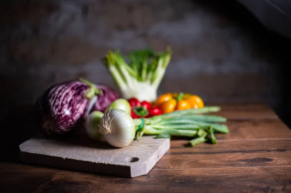 Composition Vegetables Cutting Board — Stockfoto