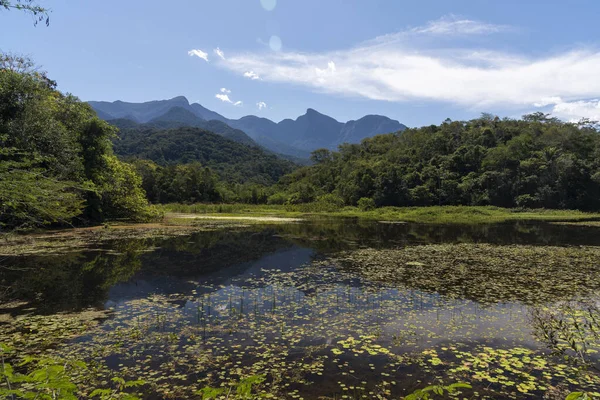 Prachtig Landschap Van Atlantisch Regenwoud Bergen Wild Meer Rio Janeiro — Stockfoto