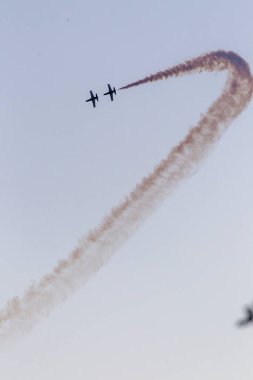 Breitling jet team formation at Aerolac with smoke trail