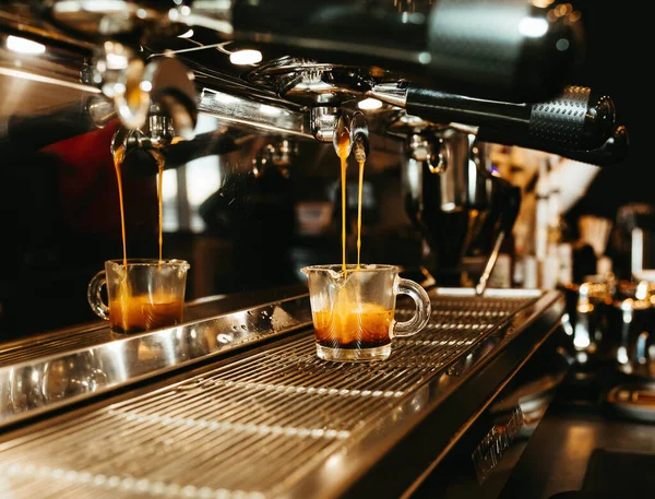 Coffee shop espresso machine close up