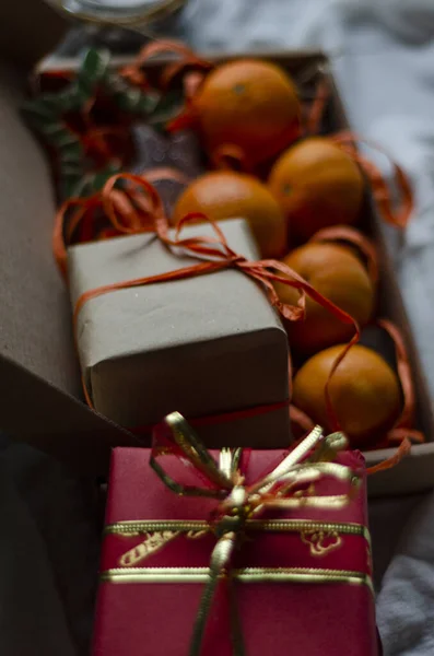 Tangerines Gift Box Gifts — Foto de Stock