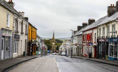 Church among shops in Ireland