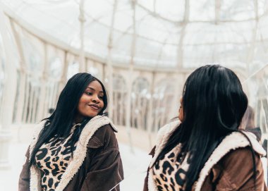 portrait of a black woman in the crystal palace in madrid