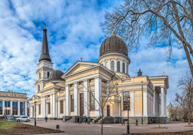 Odessa, Ukraine 16.02.2023. Spaso-Preobrazhensky Cathedral in Odessa, Ukraine, on a sunny winter day